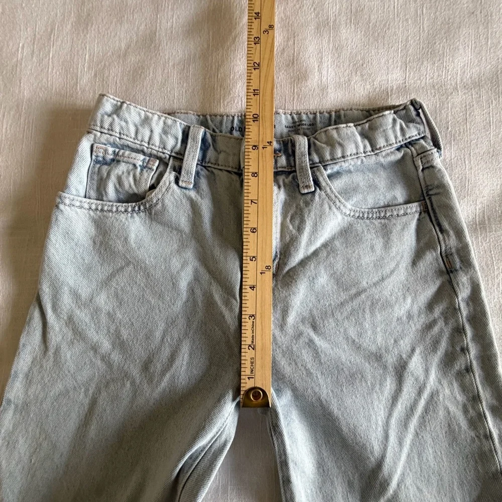 Old Navy Jeans Kids 12 Light Wash High Rise Baggy Wide Leg Built-In Tough Denim